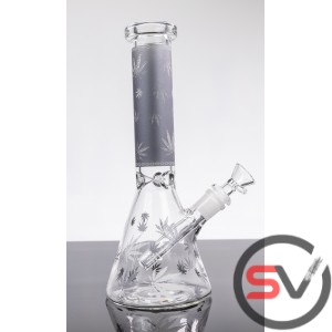 LEAF GLASS BEAKER WATER PIPE 10inch (GLOW IN DARK)